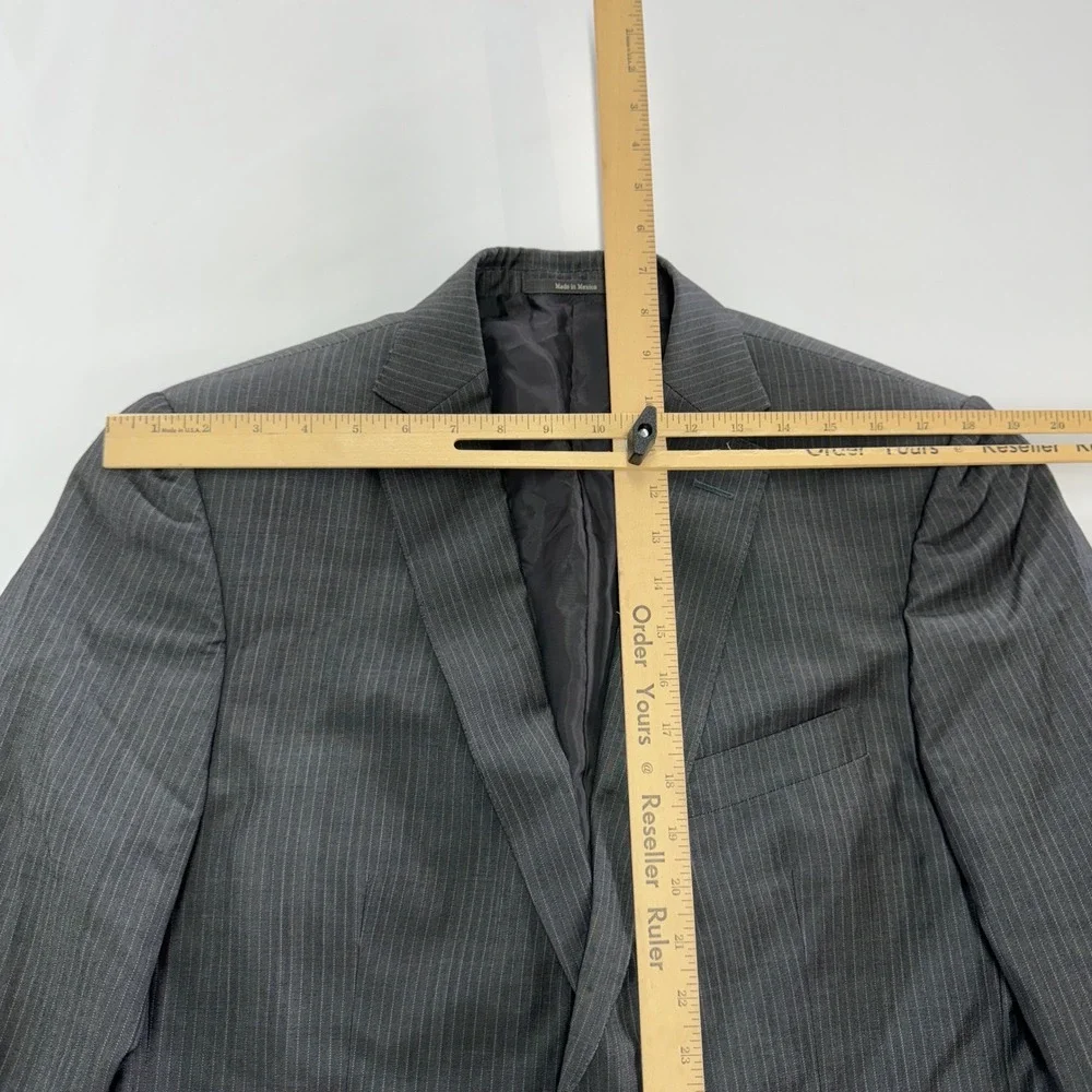 Z Zegna Blazer Mens 50L Gray Pinstripe City Wool Mohair Two Button‎ Professional
